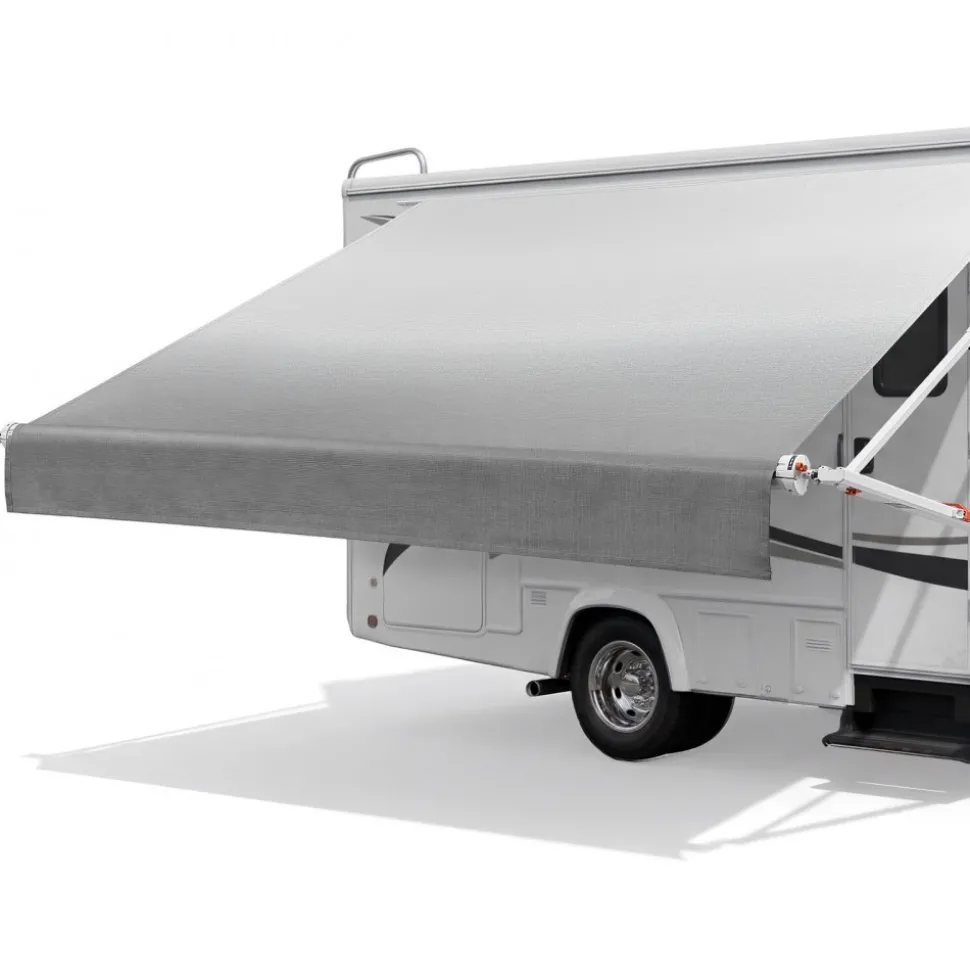 VEVOR Manual RV Awning Complete Kit, 10.12FT Retractable RV Awning with Aluminum Alloy Frame & Waterproof PVC Fabric, Outdoor Camping Trailer Awnings Fit Most RVs (10FT Type, Gradient Gray)
