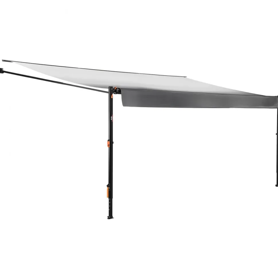 VEVOR Manual RV Awning Complete Kit, 18.12FT Retractable RV Awning with Aluminum Alloy Frame & Waterproof PVC Fabric, Outdoor Camping Trailer Awnings Fit Most RVs (18FT Type, Gradient Black)