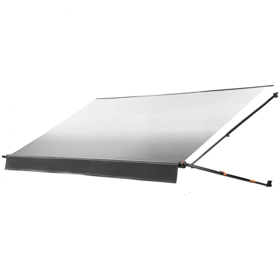 VEVOR Manual RV Awning Complete Kit, 18.12FT Retractable RV Awning with Aluminum Alloy Frame & Waterproof PVC Fabric, Outdoor Camping Trailer Awnings Fit Most RVs (18FT Type, Gradient Black)