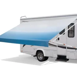 VEVOR Manual RV Awning Complete Kit, 20.12FT Retractable RV Awning with Aluminum Alloy Frame & Waterproof PVC Fabric, Outdoor Camping Trailer Awnings Fit Most RVs (20FT Type, Gradient Blue)