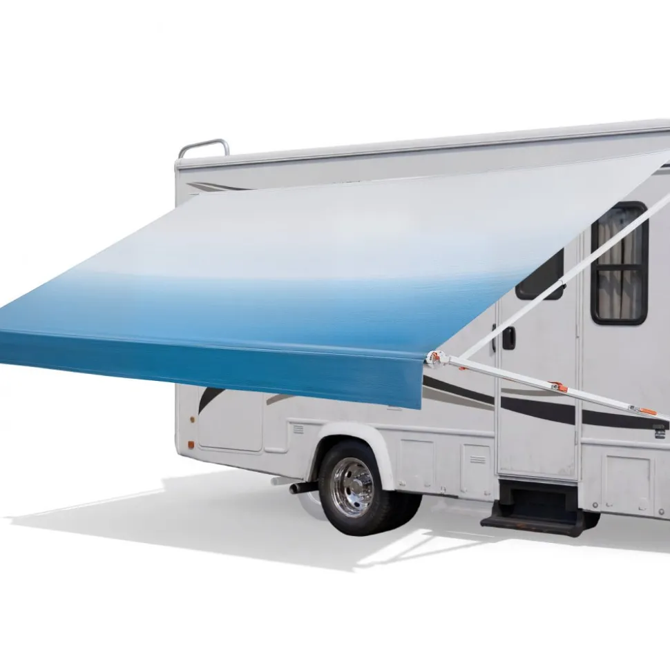 VEVOR Manual RV Awning Complete Kit, 20.12FT Retractable RV Awning with Aluminum Alloy Frame & Waterproof PVC Fabric, Outdoor Camping Trailer Awnings Fit Most RVs (20FT Type, Gradient Blue)