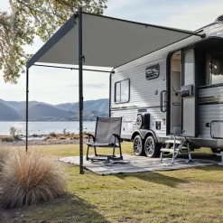 VEVOR Manual RV Awning Complete Kit, 16' Retractable Awning with Aluminum Alloy Frame, Outdoor Trailer Awning, Fit for Most RVs(Black Fade)