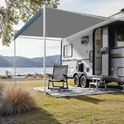 VEVOR Manual RV Awning Complete Kit, 18.12FT Retractable RV Awning with Aluminum Alloy Frame & Waterproof PVC Fabric, Outdoor Camping Trailer Awnings Fit Most RVs (18FT Type, Gradient Blue)