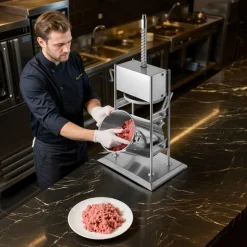 VEVOR Manual Sausage Stuffer, 22 LBS / 10 L Vertical Meat Stuffer, Dual-Speed Sausage Casing Meat Filling Machine, Stainless Steel Heavy Duty Filler with 5 Stuffing Tubes, for Commercial & Home Use