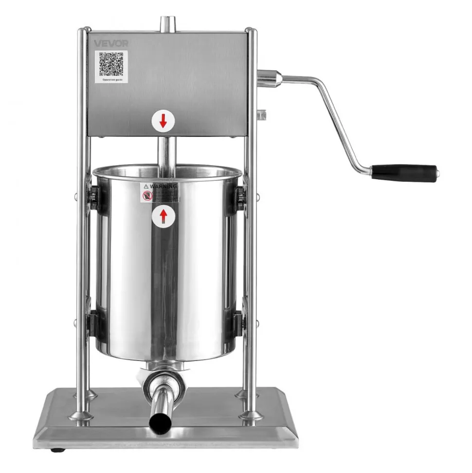 VEVOR Manual Sausage Stuffer, 22 LBS / 10 L Vertical Meat Stuffer, Dual-Speed Sausage Casing Meat Filling Machine, Stainless Steel Heavy Duty Filler with 5 Stuffing Tubes, for Commercial & Home Use