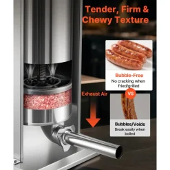 VEVOR Manual Sausage Stuffer, 33 LBS / 15 L Vertical Meat Stuffer, Heavy Duty Sausage Casing Meat Stuffing Machine, Dual-Speed Stainless Steel Filler with 5 Filling Tubes, for Commercial and Home Use