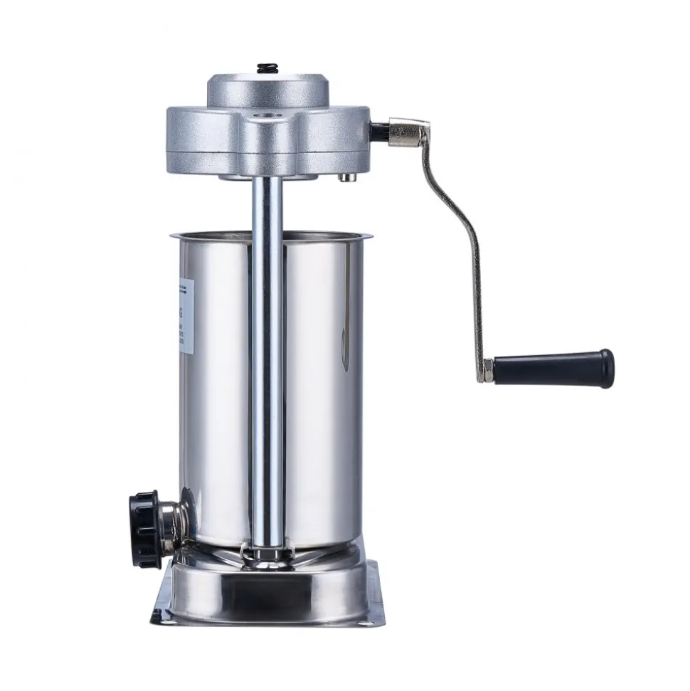 VEVOR Manual Sausage Stuffer, 3 L / 7 LBS Horizontal Sausage Machine, Dual-Speed Meat Stuffer, Made of Food-Grade 304 Stainless Steel, Includes 5 Stuffing Tubes, for Home Kitchen Restaurant Commercial