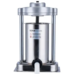 VEVOR Manual Sausage Stuffer, 3 L / 7 LBS Horizontal Sausage Machine, Dual-Speed Meat Stuffer, Made of Food-Grade 304 Stainless Steel, Includes 5 Stuffing Tubes, for Home Kitchen Restaurant Commercial