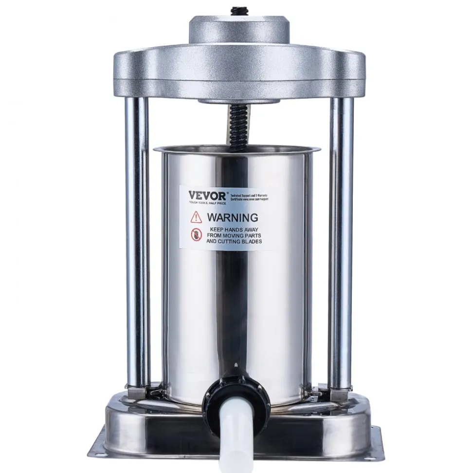 VEVOR Manual Sausage Stuffer, 3 L / 7 LBS Horizontal Sausage Machine, Dual-Speed Meat Stuffer, Made of Food-Grade 304 Stainless Steel, Includes 5 Stuffing Tubes, for Home Kitchen Restaurant Commercial