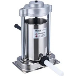 VEVOR Manual Sausage Stuffer, 3 L / 7 LBS Horizontal Sausage Machine, Dual-Speed Meat Stuffer, Made of Food-Grade 304 Stainless Steel, Includes 5 Stuffing Tubes, for Home Kitchen Restaurant Commercial