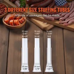 VEVOR Manual Sausage Stuffer, 3 L / 7 LBS Horizontal Sausage Machine, Dual-Speed Meat Stuffer, Made of Food-Grade 304 Stainless Steel, Includes 5 Stuffing Tubes, for Home Kitchen Restaurant Commercial