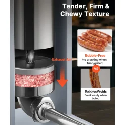VEVOR Manual Sausage Stuffer, 11 LBS / 5 L Vertical Meat Stuffer, Heavy Duty Sausage Casing Meat Stuffing Machine, Dual-Speed Stainless Steel Filler with 5 Filling Tubes, for Commercial and Home Use