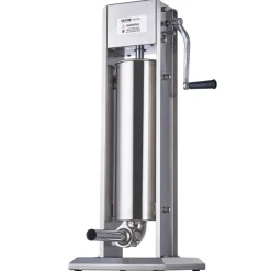 VEVOR Manual Sausage Stuffer, 7 L / 15 LBS Vertical Sausage Machine, Dual-Speed Meat Stuffer, Made of Food-Grade 304 Stainless Steel, Includes 5 Stuffing Tubes, for Home Kitchen Restaurant Commercial