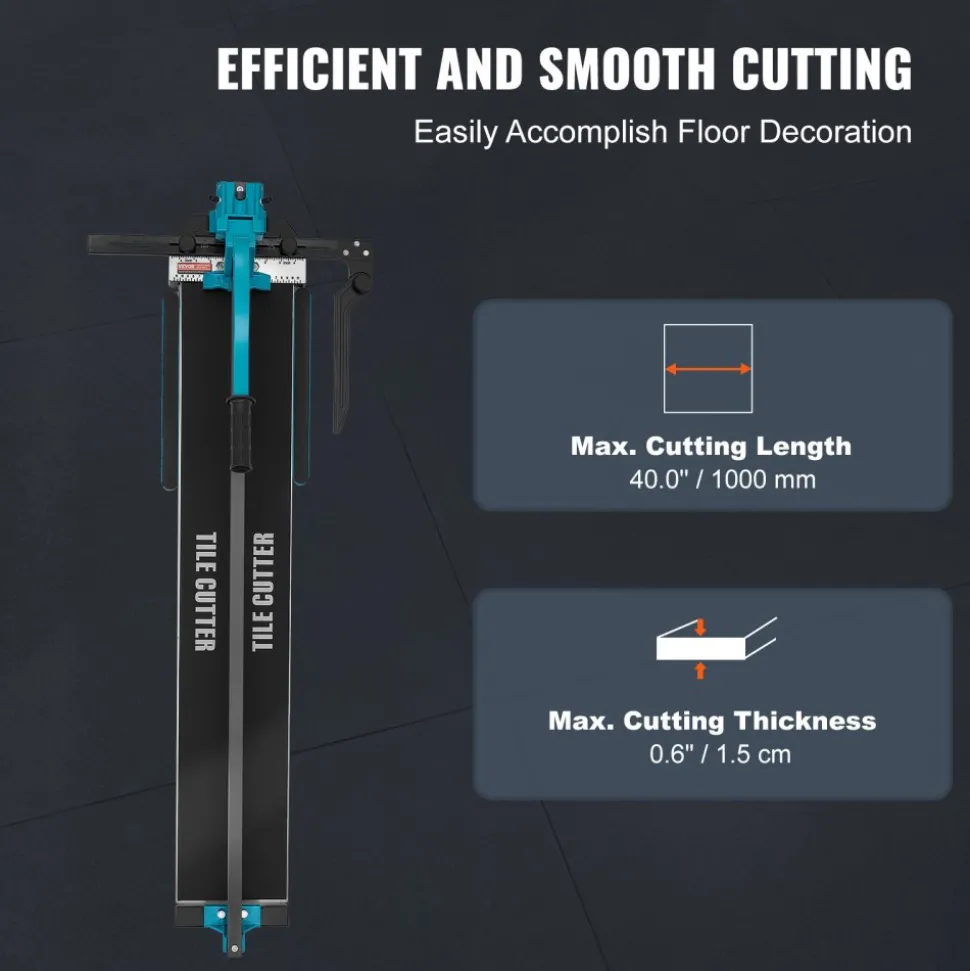 VEVOR Manual Tile Cutter, 40 inch, Porcelain Ceramic Tile Cutter with Tungsten Carbide Cutting Wheel, Infrared Positioning, Anti-Skid Feet, Durable Rails for professional installers or beginners