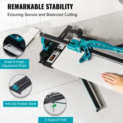VEVOR Manual Tile Cutter, 32 inch, Porcelain Ceramic Tile Cutter with Tungsten Carbide Cutting Wheel, Infrared Positioning, Anti-Skid Feet, Durable Rails for professional installers or beginners