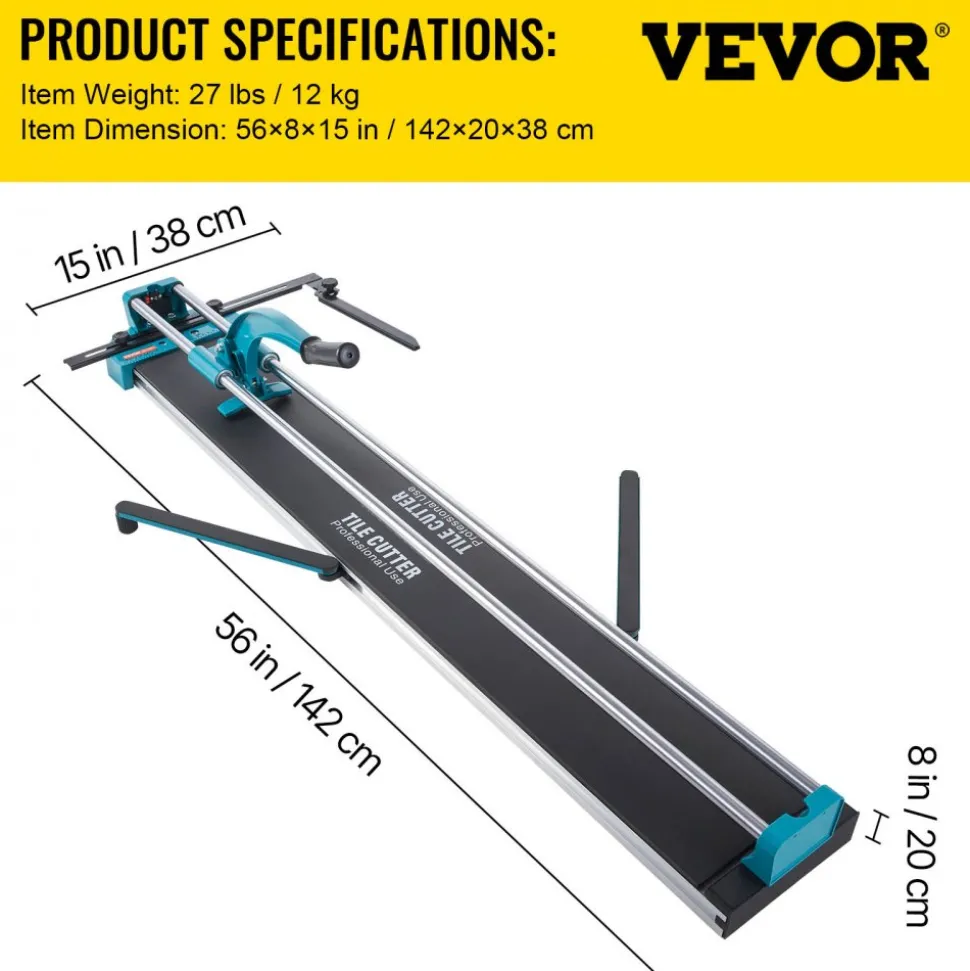 VEVOR Manual Tile Cutter 48"/1200mm Cutting Machine w/ Laser Guide for Ceramic