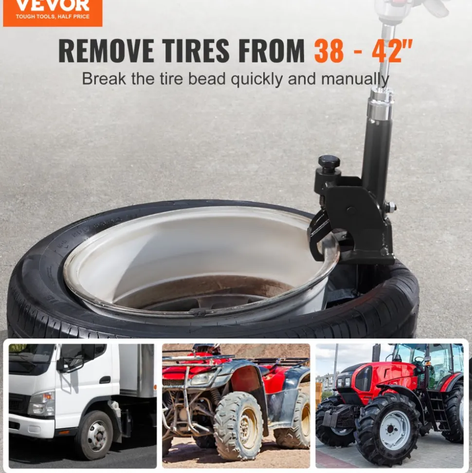 VEVOR Manual Tire Bead Breaker, 38"-42" Tires Changer Tool, Heavy-duty Bead Breaking, Easy-Operated Tire Repair Tool for ATVs/UTVs, Tractors, Trucks, Cars, Heavy Duty Tires