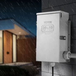 VEVOR Manual Transfer Switch, 30-Amp 10-Circuit, Prewired Generator Transfer Switch Kit with NEMA L14-30P Power Inlet Box, Double-Throw Switch, NEMA 3R, Mechanical Watt Meter, for 7500W Generators