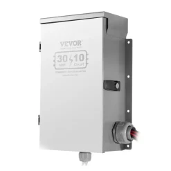 VEVOR Manual Transfer Switch, 30-Amp 10-Circuit, Prewired Generator Transfer Switch Kit with NEMA L14-30P Power Inlet Box, Double-Throw Switch, NEMA 3R, Mechanical Watt Meter, for 7500W Generators