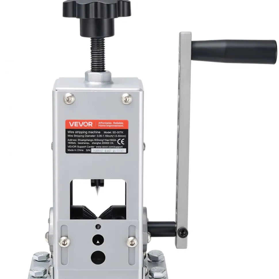 VEVOR Manual Wire Stripper Machine, 0.06-1.18 in, Copper Cable Stripper Tool, Hand Crank or Drill Powered Modes, Heavy-Duty Q235 Frame Wire Stripping Machine, Easy to Use, for Scrap Copper Recycling