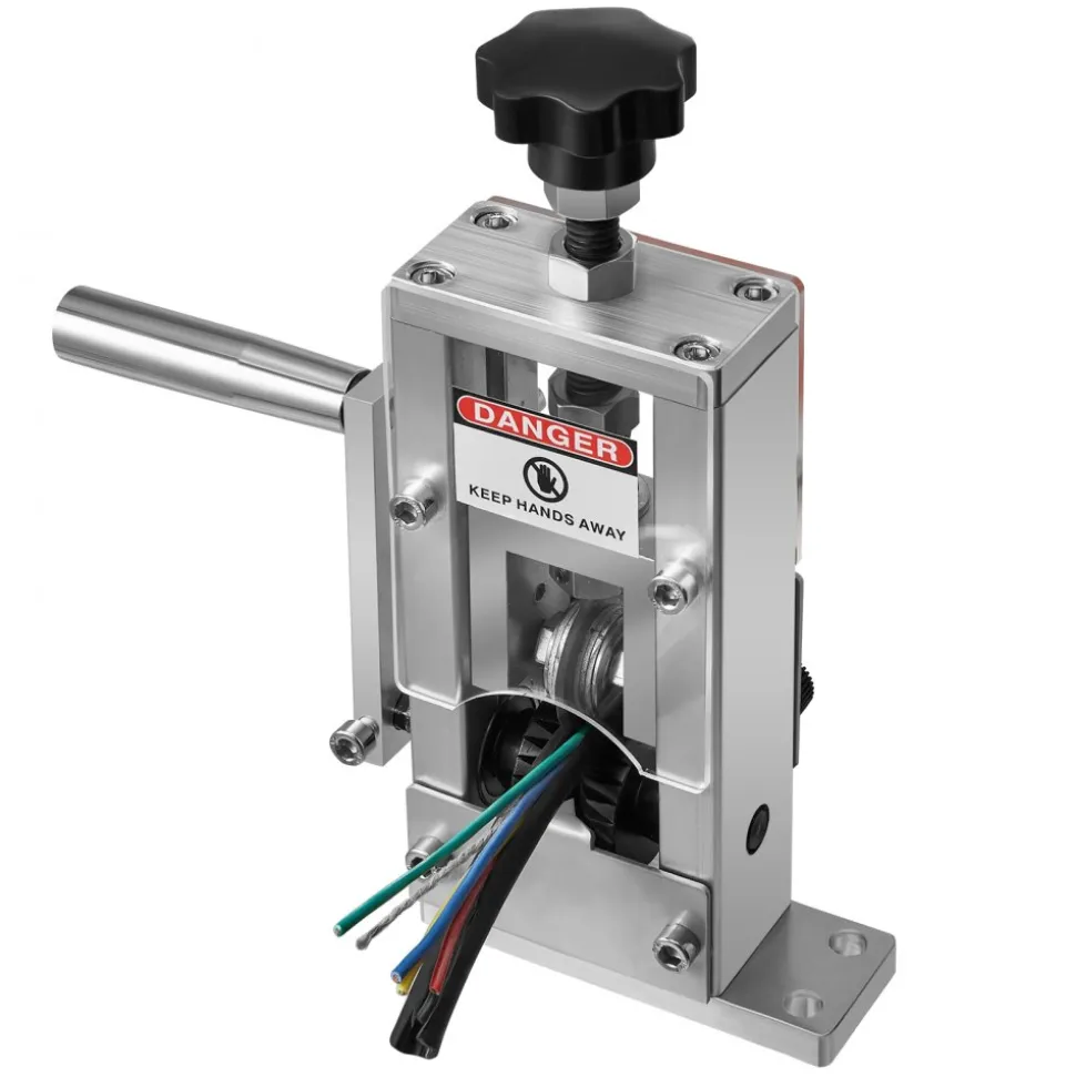 VEVOR Manual Wire Stripping Machine, 0.06-1 in, Copper Stripper with Hand Crank or Drill Powered, 64Mn Quenched Blades, 45# Steel Rollers, Aluminum Alloy Frame Wire Peeler, for Scrap Copper Recycling