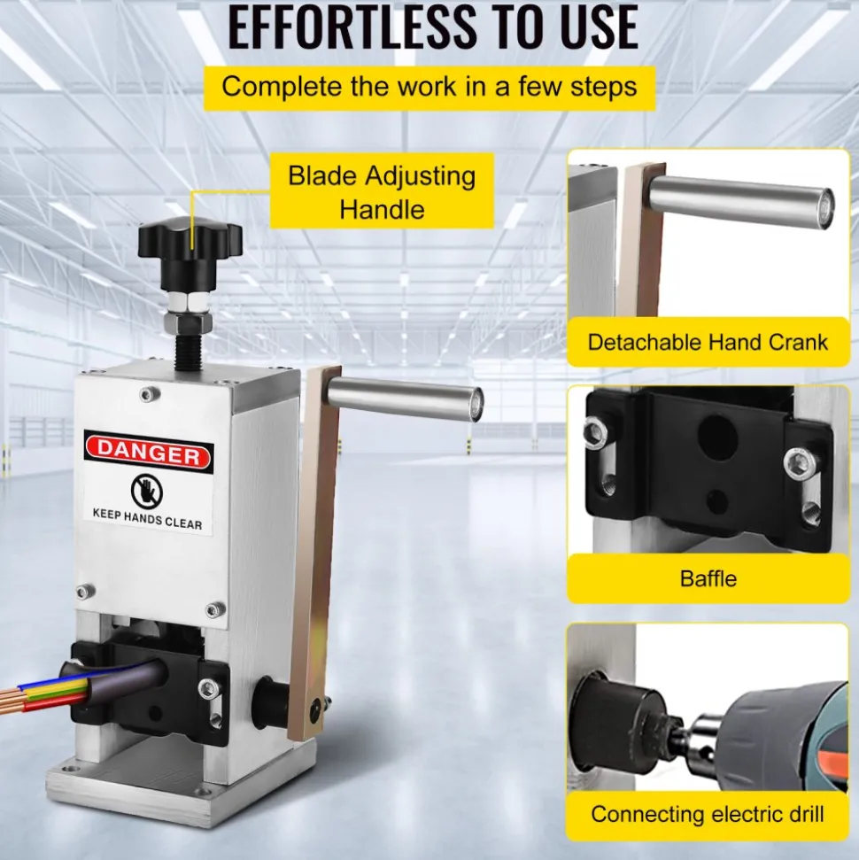 VEVOR Manual Wire Stripping Machine 0.06-0.98 inches, Wire Stripper Machine with Hand Crank Portable, Wire Stripping Tool Aluminum Construction,for Scrap Copper Recycling