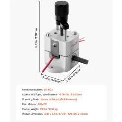 VEVOR Manual Wire Stripping Machine, 0.06-1 in, Portable Copper Stripper with Hand Crank or Drill Powered, 64Mn Quenched Blades, 45# Steel Rollers, ABS & PC Wire Peeler, for Scrap Copper Recycling
