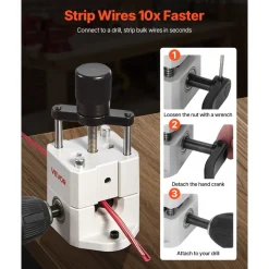 VEVOR Manual Wire Stripping Machine, 0.06-1 in, Portable Copper Stripper with Hand Crank or Drill Powered, 64Mn Quenched Blades, 45# Steel Rollers, ABS & PC Wire Peeler, for Scrap Copper Recycling