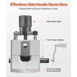VEVOR Manual Wire Stripping Machine, 0.06-1 in, Portable Copper Stripper with Hand Crank or Drill Powered, 64Mn Quenched Blades, 45# Steel Rollers, ABS & PC Wire Peeler, for Scrap Copper Recycling