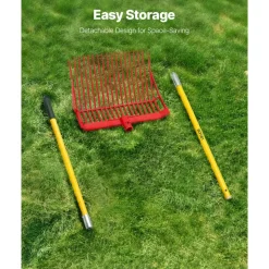 VEVOR Manure Fork, 18 Angled Tines, Horse Manure Rake with Long Fiberglass Handle, 61 in Durable Plastic Pitchfork Muck Rake Tool for Gardening Horse Stall Stable Grass Hay Cleaning Farm Work