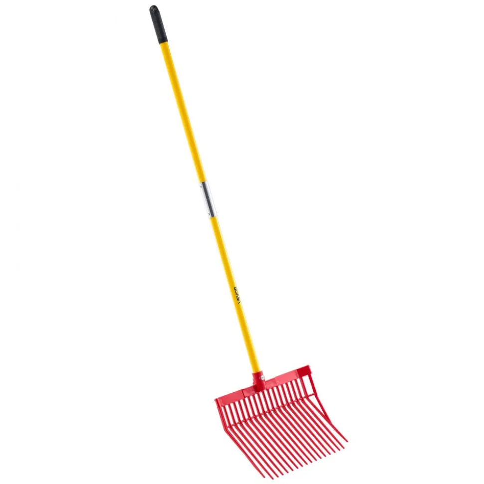 VEVOR Manure Fork, 18 Angled Tines, Horse Manure Rake with Long Fiberglass Handle, 61 in Durable Plastic Pitchfork Muck Rake Tool for Gardening Horse Stall Stable Grass Hay Cleaning Farm Work