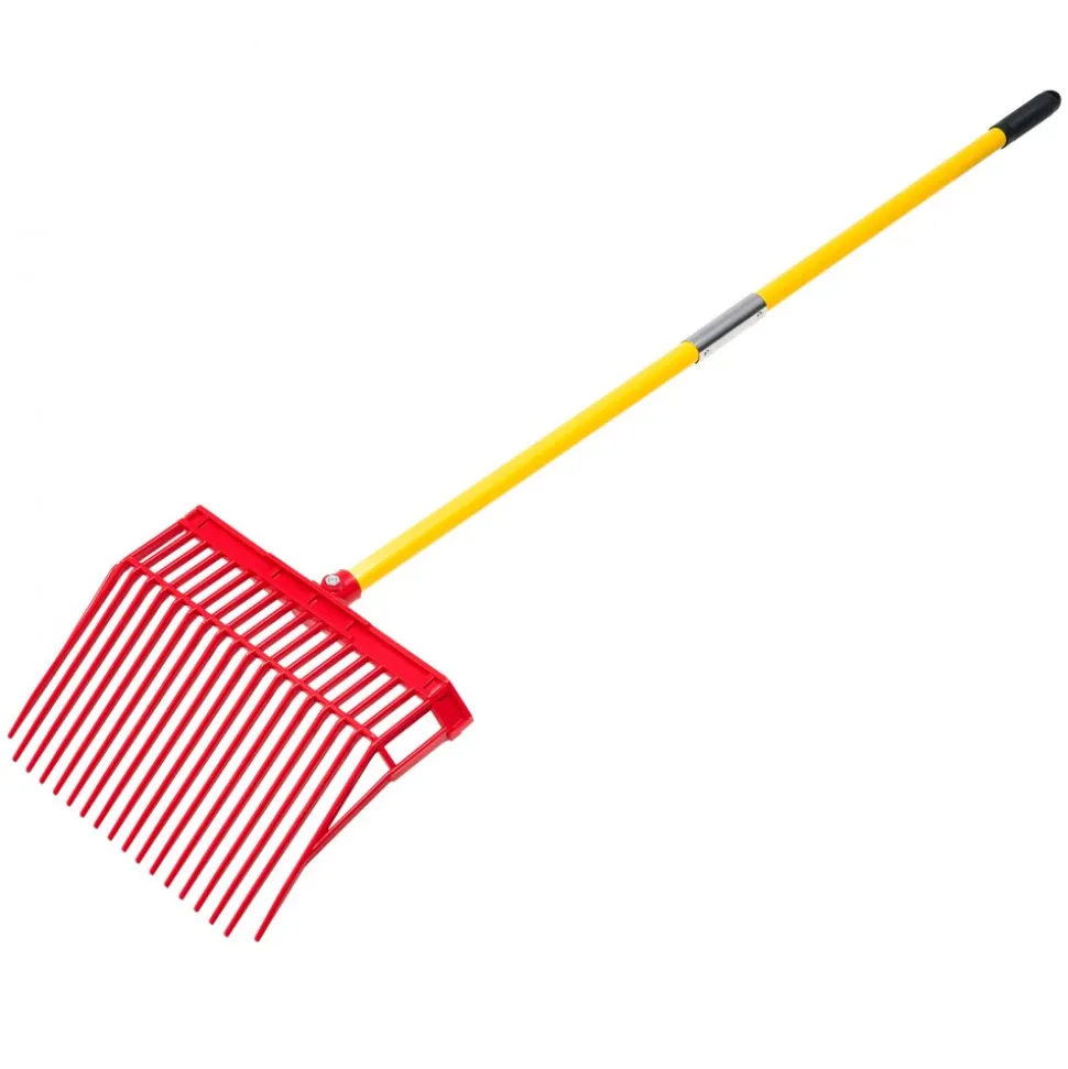 VEVOR Manure Fork, 18 Angled Tines, Horse Manure Rake with Long Fiberglass Handle, 61 in Durable Plastic Pitchfork Muck Rake Tool for Gardening Horse Stall Stable Grass Hay Cleaning Farm Work