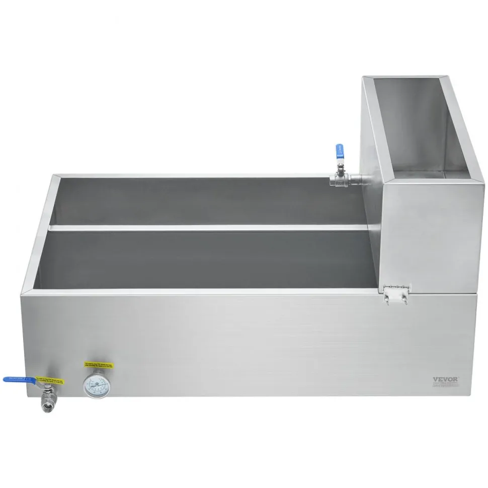 VEVOR Maple Syrup Evaporator Pan, 35 Gallon, 509 Cups of 8.8oz Maple Syrup, Flat Evaporator Pan with Thermometer, 2 Valves and 3 Heating Methods, 304 Stainless Steel Maple Syrup Pan for Home, Outdoor
