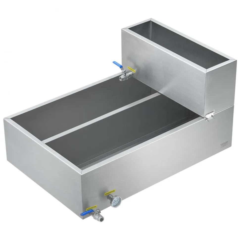 VEVOR Maple Syrup Evaporator Pan, 35 Gallon, 509 Cups of 8.8oz Maple Syrup, Flat Evaporator Pan with Thermometer, 2 Valves and 3 Heating Methods, 304 Stainless Steel Maple Syrup Pan for Home, Outdoor