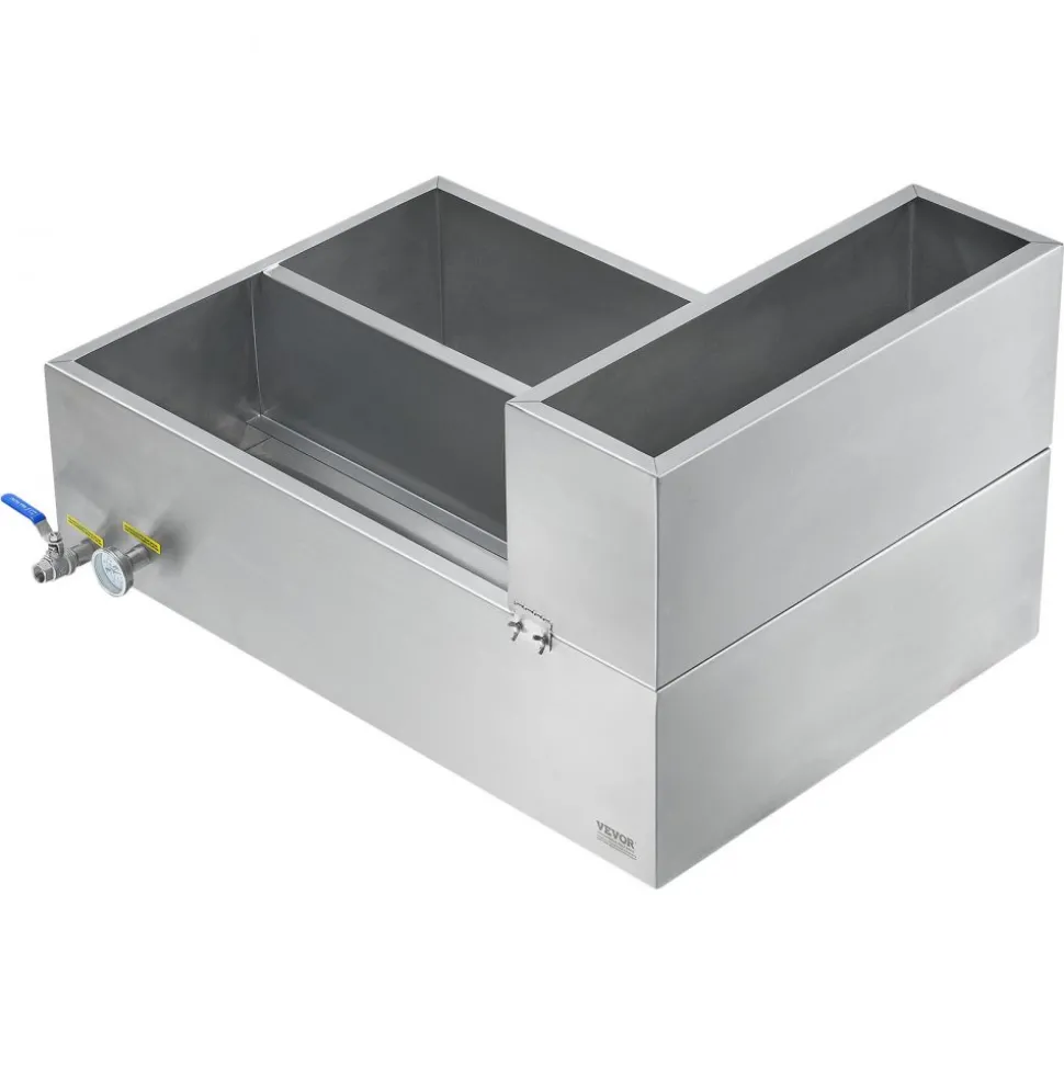 VEVOR Maple Syrup Evaporator Pan, 35 Gallon, 509 Cups of 8.8oz Maple Syrup, Flat Evaporator Pan with Thermometer, 2 Valves and 3 Heating Methods, 304 Stainless Steel Maple Syrup Pan for Home, Outdoor