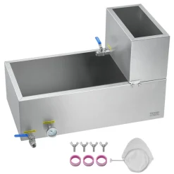 VEVOR Maple Syrup Evaporator Pan, 47 Gallon, 683 Cups of 8.8oz Maple Syrup, Flat Evaporator Pan with Thermometer, 1 Valve and 3 Heating Methods, 304 Stainless Steel Maple Syrup Pan for Home, Outdoor