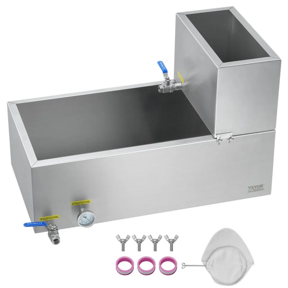 VEVOR Maple Syrup Evaporator Pan, 47 Gallon, 683 Cups of 8.8oz Maple Syrup, Flat Evaporator Pan with Thermometer, 1 Valve and 3 Heating Methods, 304 Stainless Steel Maple Syrup Pan for Home, Outdoor