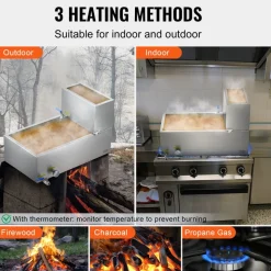 VEVOR Maple Syrup Evaporator Pan, 47 Gallon, 683 Cups of 8.8oz Maple Syrup, Flat Evaporator Pan with Thermometer, 1 Valve and 3 Heating Methods, 304 Stainless Steel Maple Syrup Pan for Home, Outdoor