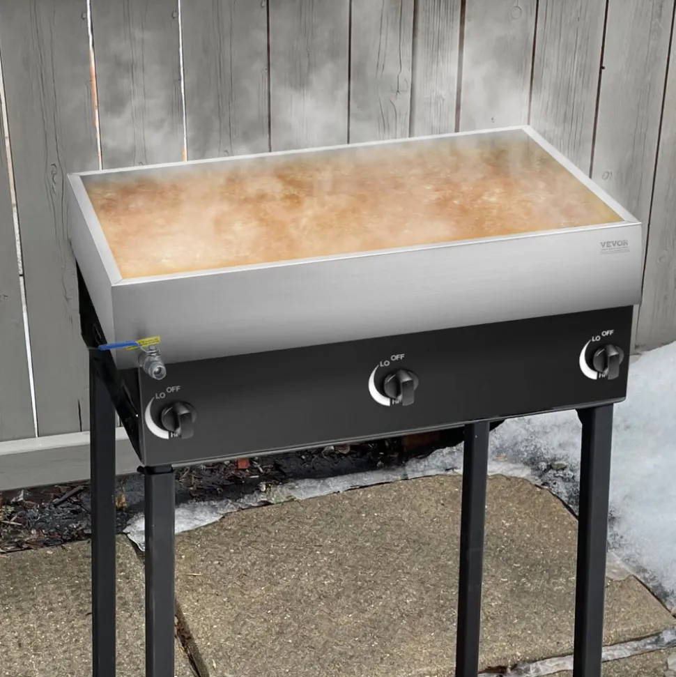 VEVOR Maple Syrup Evaporator Pan, 22.4 Gallon, 325 Cups of 8.8oz Maple Syrup, Flat Evaporator Pan with 1 Valve and 3 Heating Methods, 304 Stainless Steel Maple Syrup Pan for Home, Outdoor