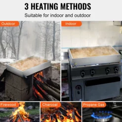 VEVOR Maple Syrup Evaporator Pan, 22.4 Gallon, 325 Cups of 8.8oz Maple Syrup, Flat Evaporator Pan with 1 Valve and 3 Heating Methods, 304 Stainless Steel Maple Syrup Pan for Home, Outdoor