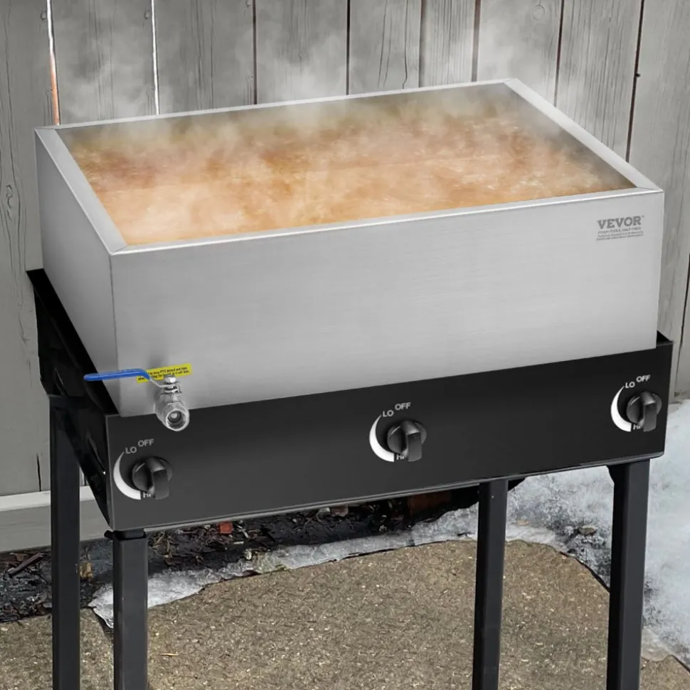 VEVOR Maple Syrup Evaporator Pan, 17.5 Gallon, 254 Cups of 8.8oz Maple Syrup, Flat Evaporator Pan with 1 Valve and 3 Heating Methods, 304 Stainless Steel Maple Syrup Pan for Home, Outdoor