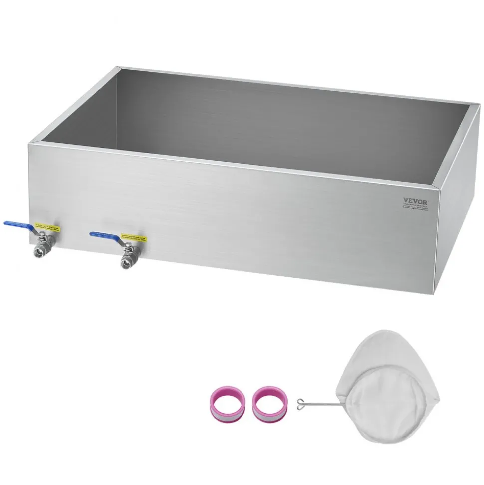 VEVOR Maple Syrup Evaporator Pan, 47 Gallon, 683 Cups of 8.8oz Maple Syrup, Flat Evaporator Pan with Thermometer, 2 Valves and 3 Heating Methods, 304 Stainless Steel Maple Syrup Pan for Home, Outdoor
