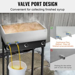 VEVOR Maple Syrup Evaporator Pan, 47 Gallon, 683 Cups of 8.8oz Maple Syrup, Flat Evaporator Pan with Thermometer, 2 Valves and 3 Heating Methods, 304 Stainless Steel Maple Syrup Pan for Home, Outdoor