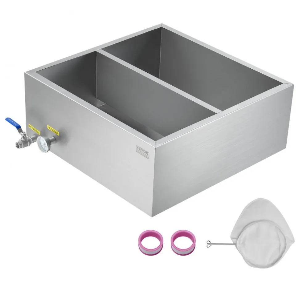 VEVOR Maple Syrup Evaporator Pan, 23.6 Gallon, 343 Cups of 8.8oz Maple Syrup, Flat Evaporator Pan with Thermometer, 1 Valve and 3 Heating Methods, 304 Stainless Steel Maple Syrup Pan for Home, Outdoor