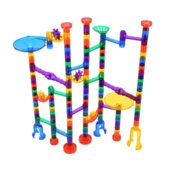 VEVOR Marble Run Set, 145 Piece Marble Maze Building Block Brain Game, with 5 Glow in the Dark Marbles + 40 Glass Marbles, Educational Learning Race Track STEM Toys, for Kids, Boys, Girls Ages 3 +