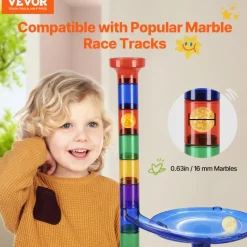 VEVOR Marble Run Set, 145 Piece Marble Maze Building Block Brain Game, with 5 Glow in the Dark Marbles + 40 Glass Marbles, Educational Learning Race Track STEM Toys, for Kids, Boys, Girls Ages 3 +
