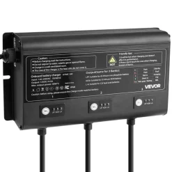 VEVOR Marine Battery Charger, 1-Bank, 10A 12V Onboard Boat Charger, IP68 Waterproof Smart On-Board Battery Charger, for Lithium-Ion (LiFePO4), NCM, Lead-Acid Batteries, Large Boat, Yacht, RV, Trailer