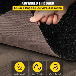 VEVOR Marine Carpet, 6 x 36 ft Boat Carpeting, Charcoal Black Marine Grade Boat Carpet, Indoor/Outdoor Marine Carpeting with Water-proof TPR Backing, Water-proof Carpet Roll for Home, Patio, Porch, De