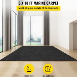 VEVOR Marine Carpet, 6 x 18 ft Boat Carpeting, Charcoal Black Marine Grade Boat Carpet, Indoor/Outdoor Marine Carpeting w/ Water-proof TPR Backing, Water-proof Carpet Roll for Home, Patio, Porch, Deck