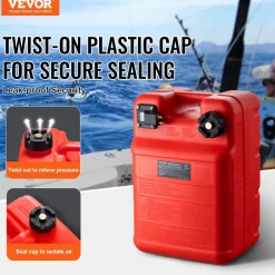 VEVOR Marine Tank, 6.34-Gallon/24-L Marine Portable Tank Outboard Marine Boat Transfer Tank with 9.8ft Hose, Gauge for Outboard Engine Boats, Yacht, Fishing Boat, Deck Boat, Red